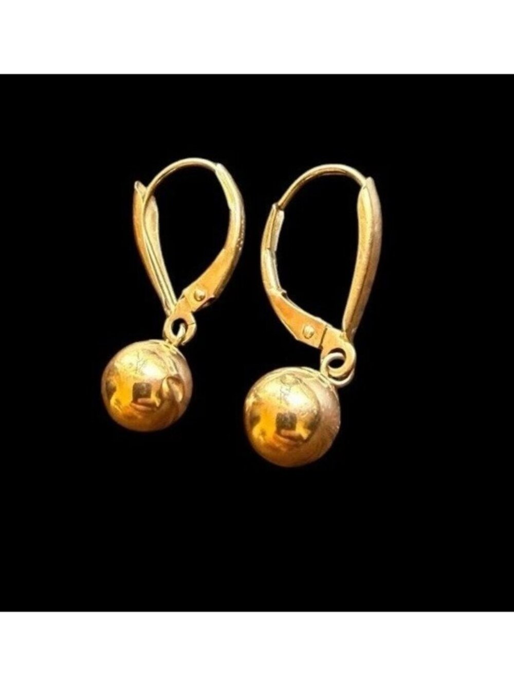 Signed JCM 14K Yellow Gold Textured Ball Dangle Leverback Earrings 1.4g